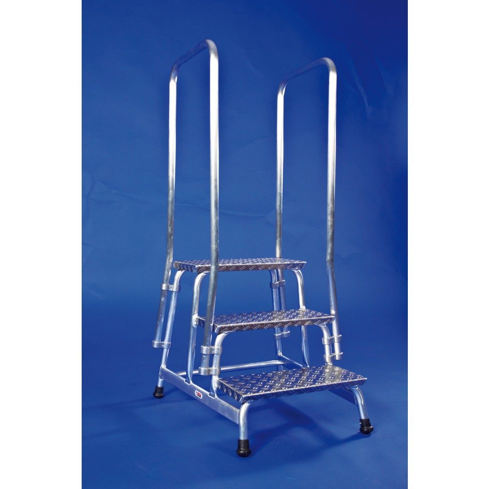 HACA Montagetritt aus Aluminium, Standhöhe 0,80 m, Handlauf beidseitig
