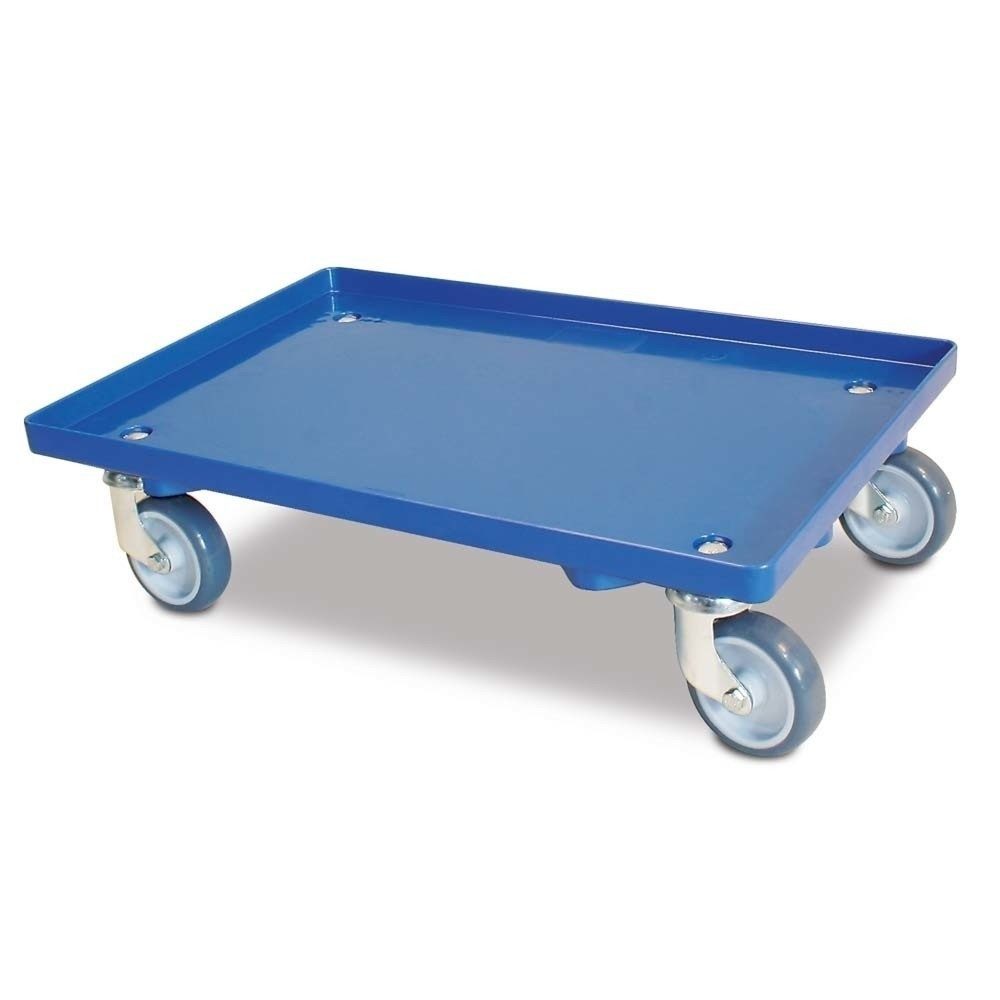 Transportroller für Eurobehälter 600 x 400 mm, geschlossenes Deck, TK 250 kg, blau
