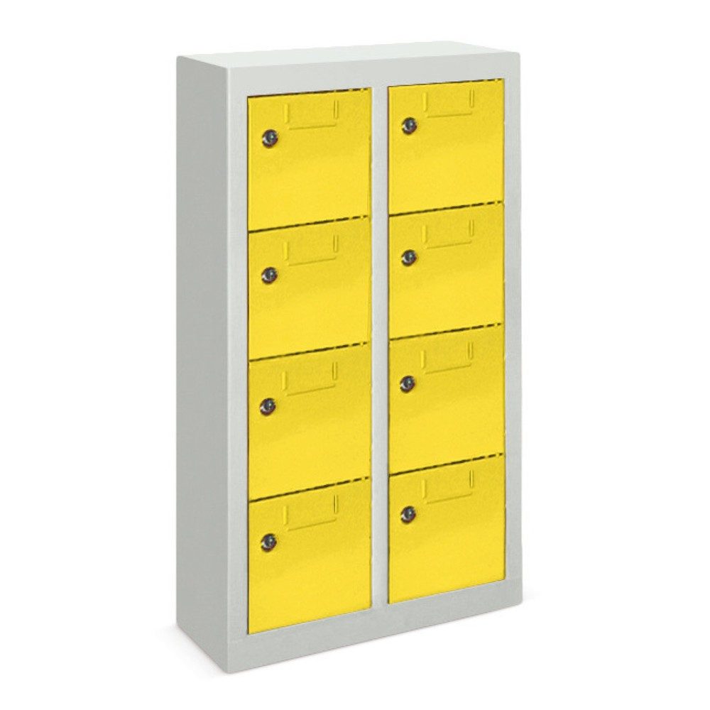 PAVOY Kleinfachschrank, 8 Fächer, HxBxT 815 x 460 x 200 mm, mit Etikettenrahmen, lichtblau, lichtgrau