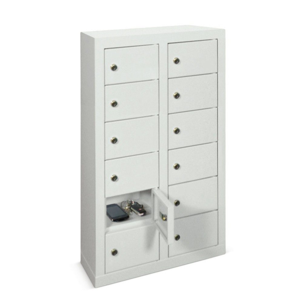 PAVOY Kleinfachschrank, 12 Fächer, HxBxT 815 x 460 x 200 mm, mit Etikettenrahmen, anthrazitgrau, lichtgrau