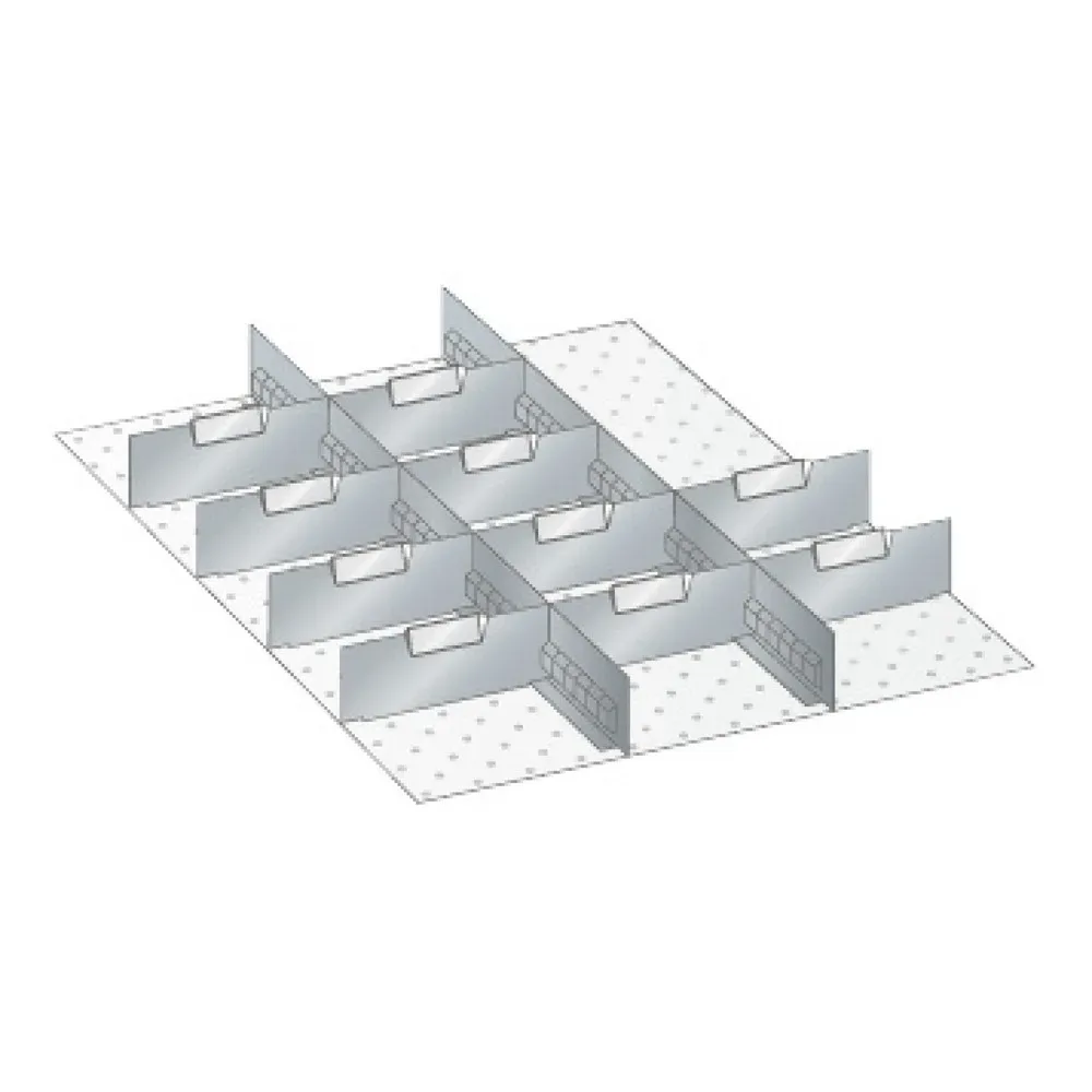 Schubladeneinteilung, 12-teilig, für Fronthöhe 100, 125 mm LISTA