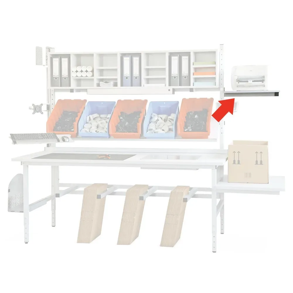 Seitlicher Ablagetisch, für DAHMEN Packtische Classic und Multiplex, HxB 550 x 450 mm, lichtgrau