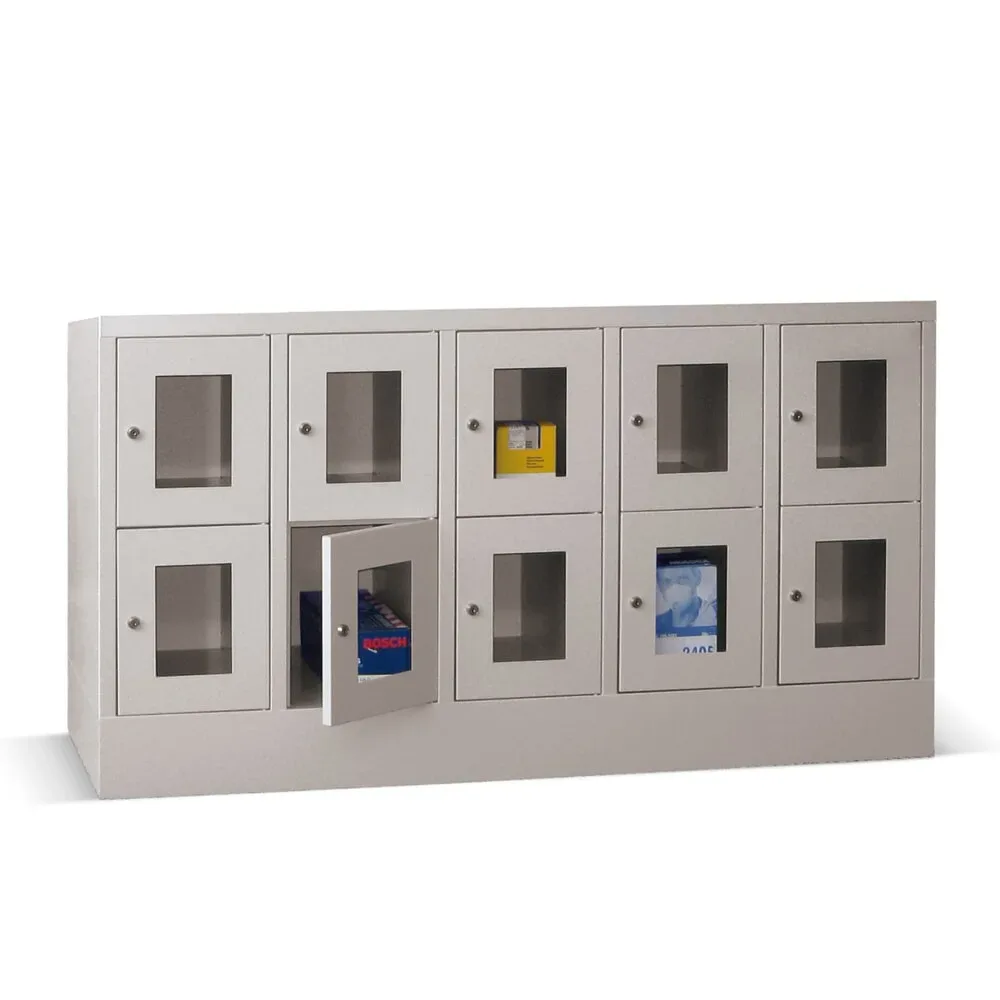 PAVOY Schliessfachschrank mit Sichtfenster, 5 x 2 Fächer, HxBxT 855 x 1.500 x 500 mm, anthrazitgrau, anthrazitgrau