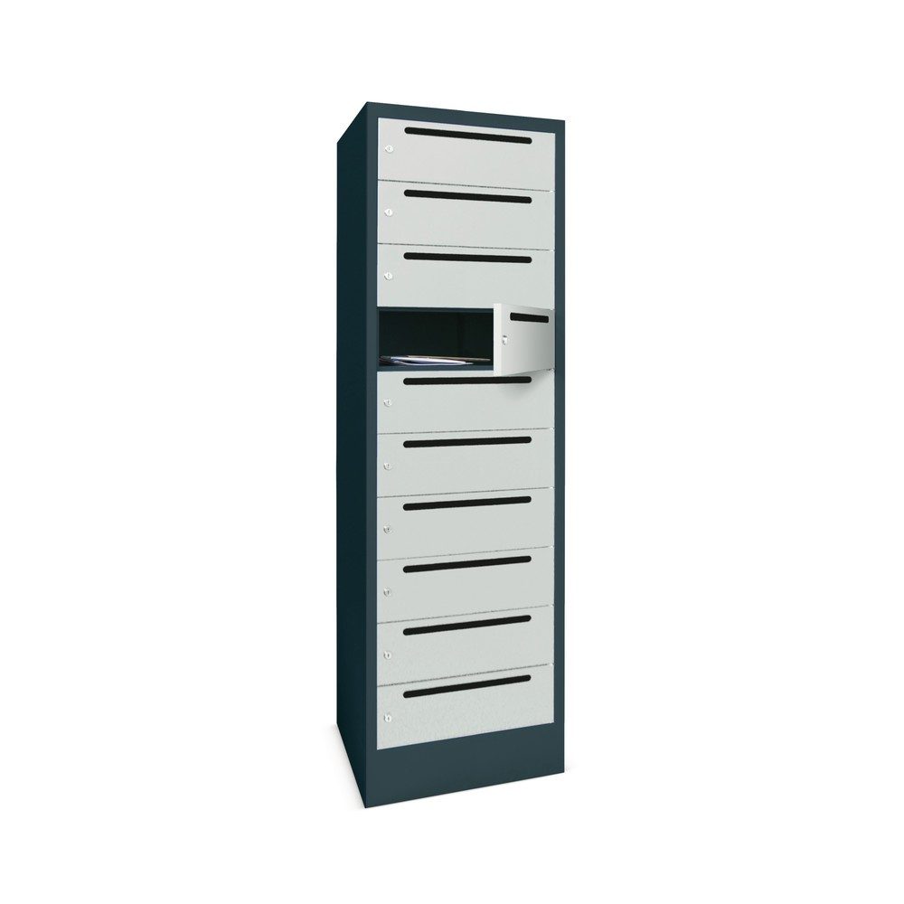 PAVOY Postverteilschrank, 1x 10 Fächer, HxBxT 1.850 x 400 x 500 mm, rubinrot, resedagrün