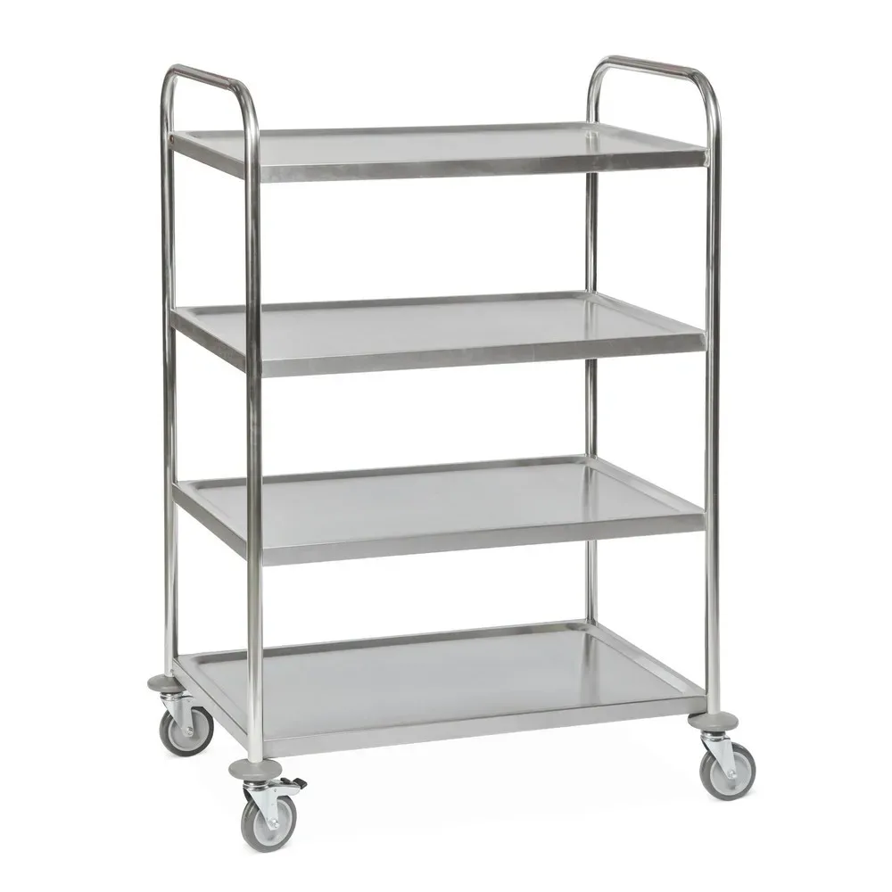 Edelstahl-Servierwagen, LxBxH 910 x 590 x 1260 mm, mit 4 Etagen Kongamek