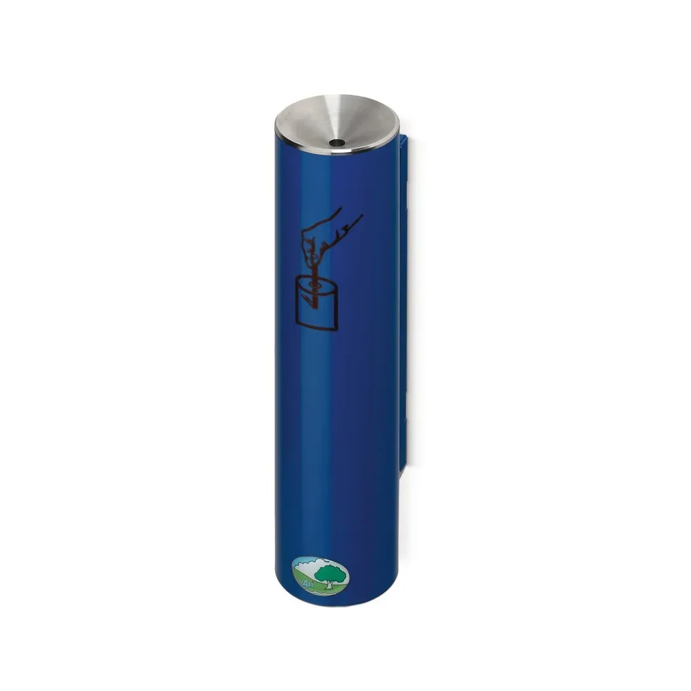 VAR® Sicherheits Ascher, selbstlöschend, Wand- oder Rohrbefestigung, enzianblau