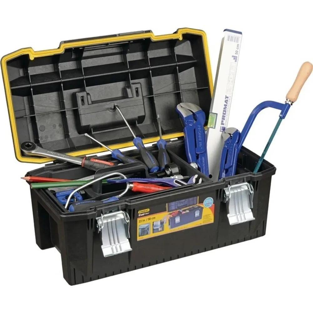 Werkzeugkoffer, inkl. Sanitär- und Heizungsinstallationssortiment, 72-tlg., Kunststoff, schwarz
