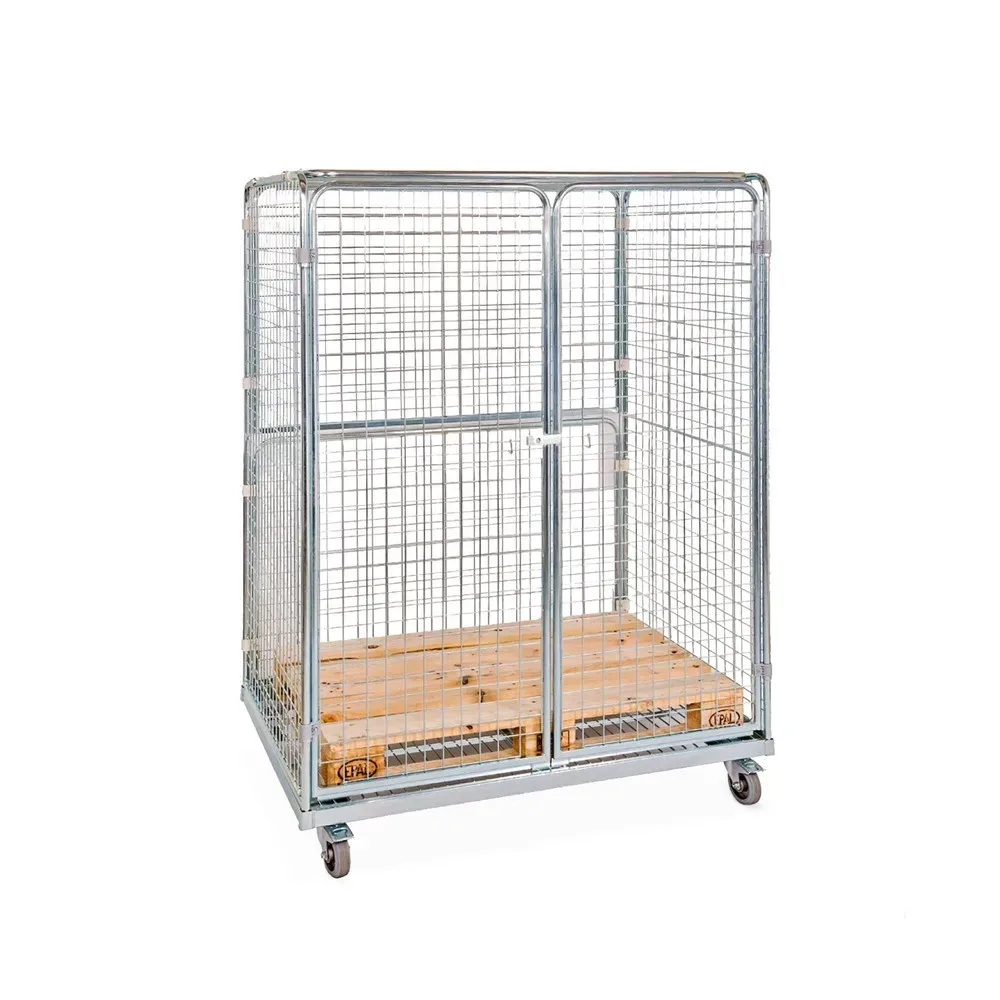 kaiserkraft Stahlrollbehälter, 5-seitig mit Flügeltüren, BxT 1350 x 950 mm
