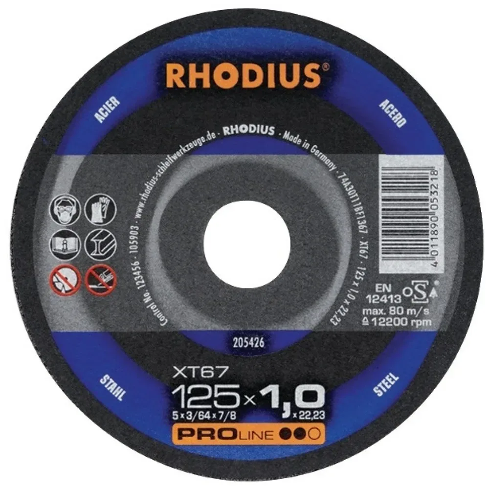 RHODIUS Trennscheibe XT67 D125x1mm ger.STA Bohr.22,23mm