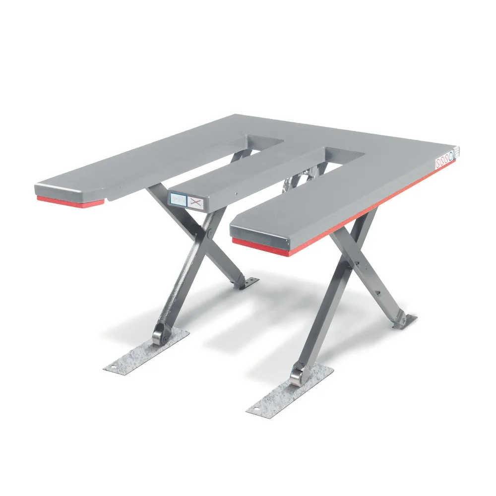 FLEXLIFT Flach-Scheren-Hubtisch, E-förmig, TK 900 kg, Plattform à 1.300 x 1.150 mm, 400 V