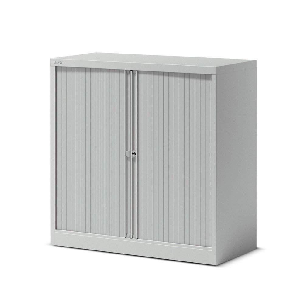 Rollladenschrank ESSENTIALS, HxBxT 1000 x 1000 x 470 mm, 1 Fachboden, silber BISLEY