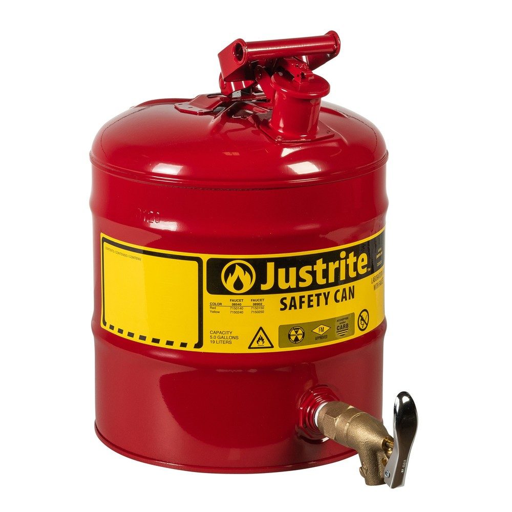 Justrite® Sicherheitsdosierbehälter, Messing-Zapfhahn 3/4