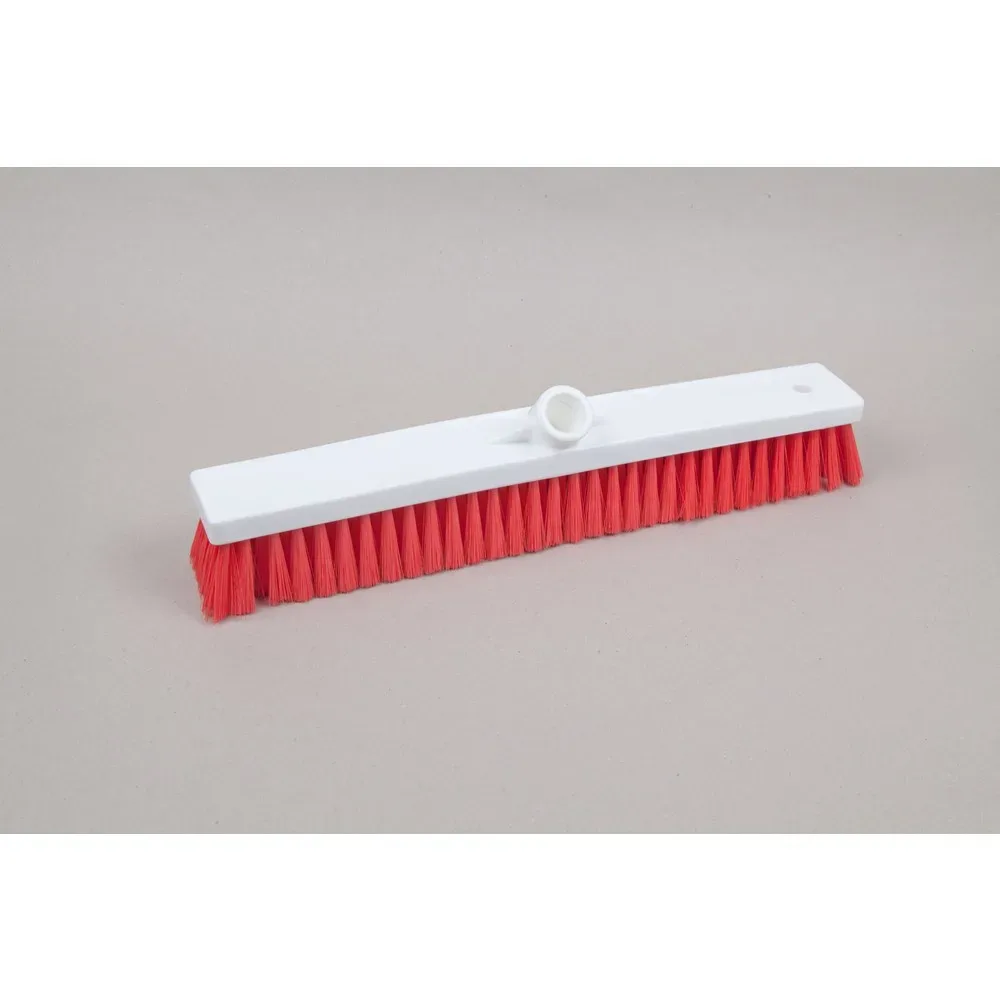 Hygiene-Saalbesen, Kunststoff, dt. Gewinde, Polyesterborsten 0.25, weich, 450 mm, rot