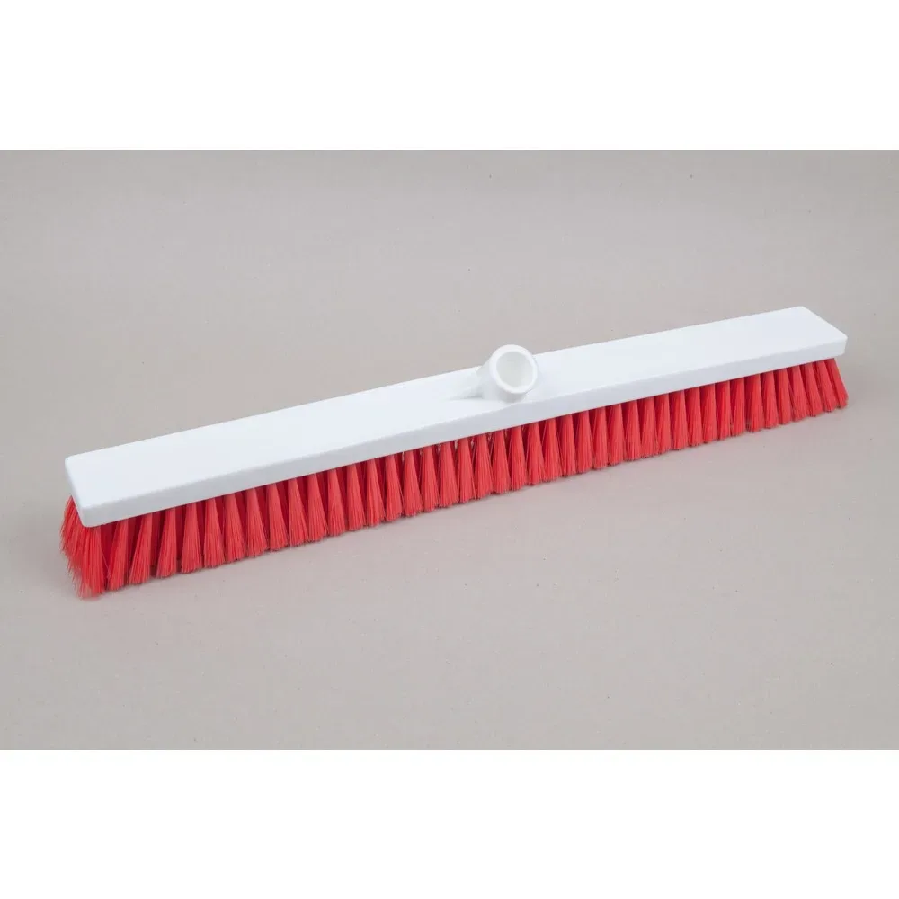 Hygiene-Saalbesen, Kunststoff, dt. Gewinde, Polyesterborsten 0.25, weich, 600 mm, rot