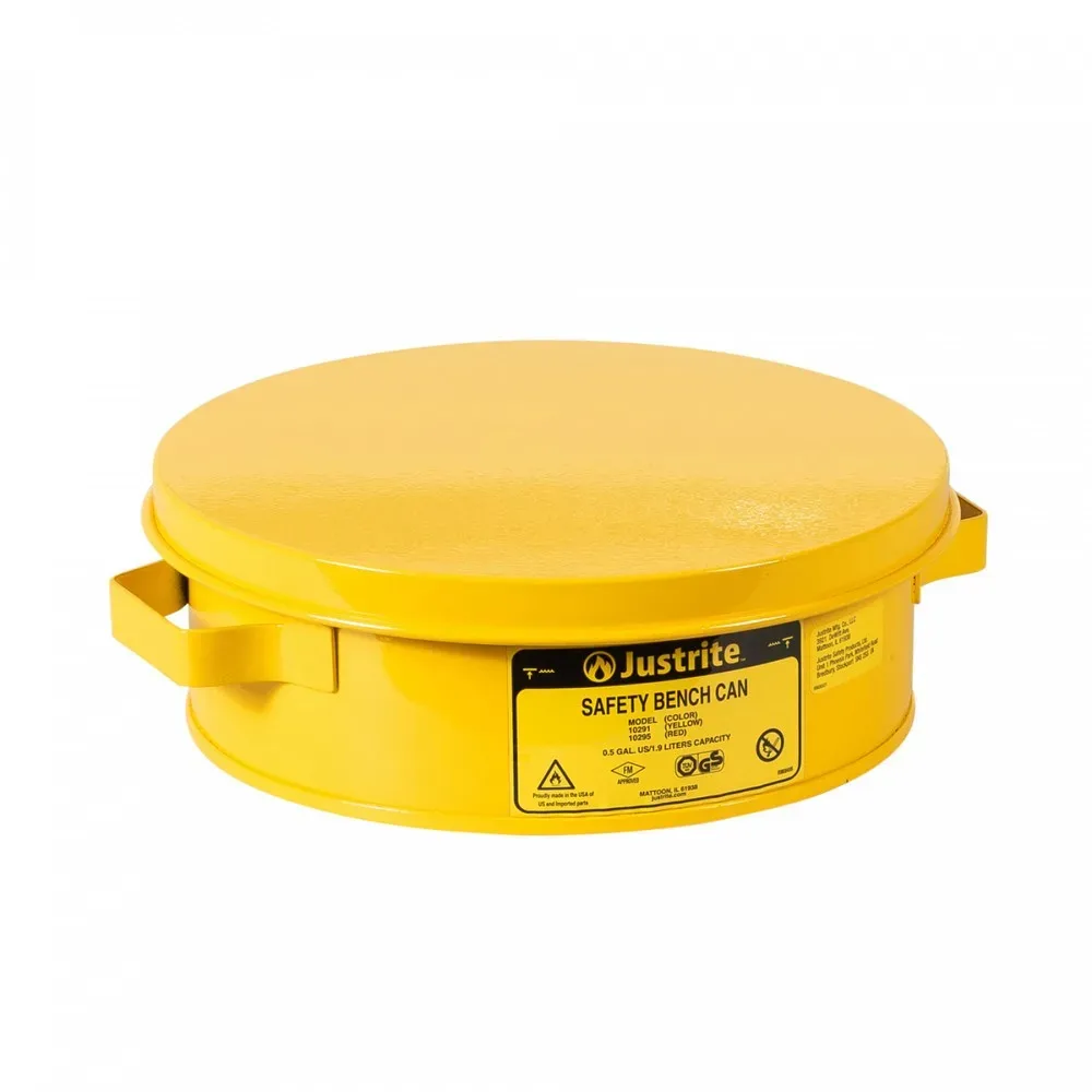 Justrite® Tränkbehälter mit Klappdeckel, gelb, 4 Liter