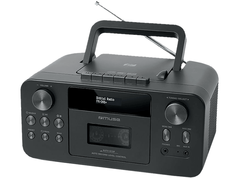 MUSE M-182 DB - DAB+ Radio mit CD und Kassette (DAB, DAB+, FM, Schwarz)
