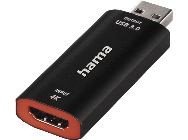 Hama - Video-Aufnahme-Stick - USB-Stecker - HDMI™-Buchse, 4K, Schwarz, 200 GB
