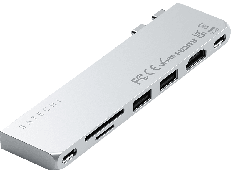 Satechi - Usb-c Hub, Dual USB-C Hub für M1/M2 MBP (ab 2021/MBP 2017-2020), Silber
