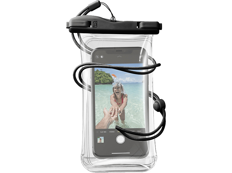 Cellularline Fenstertasche Universal Universal Transparent, Schwarz Mit Handschlaufe, Mit Umhängeschlaufe, Wasserdicht