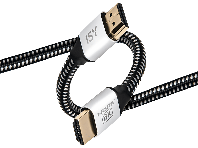 ISY IHD 5000-1 Ultra High-Speed 8k HDMI-Kabel, Schwarz/Weiss