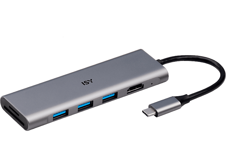ISY IAD 1027-1 USB-C/3x USB-A/HDMI - Multiport-Adapter (Silber)