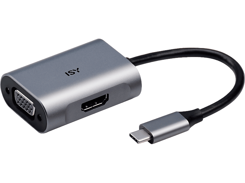 ISY IAD-1017-1 USB-C auf HDMI und VGA-Adapter, Silber