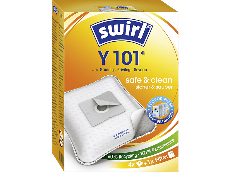 Swirl Staubfilterbeutel Y 101 AirSpace® Weiß 4 Stück