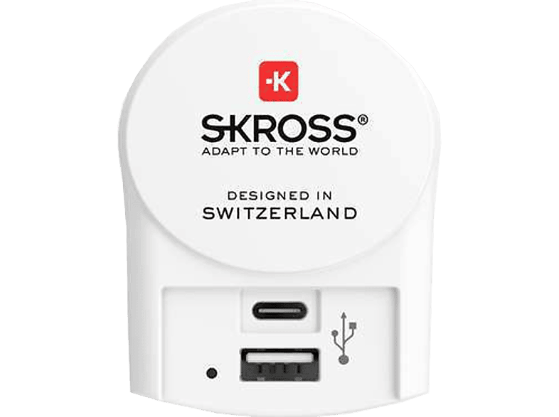 SKROSS Pro World Travel+ Welt-Reiseadapter – weiss