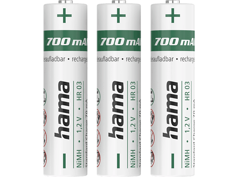 HAMA 223526 AAA NiMH 700 mAh 3 Stück - Akku (Silber)