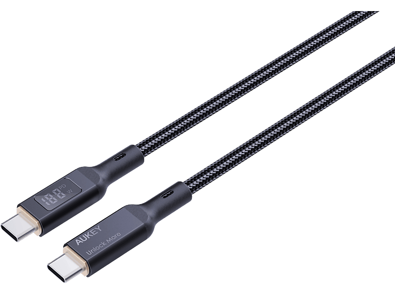 AUKEY Cable USB-C-to-C,LCD Display CB-MCC101 1.0m,Nylon Braided,100W,Bl.