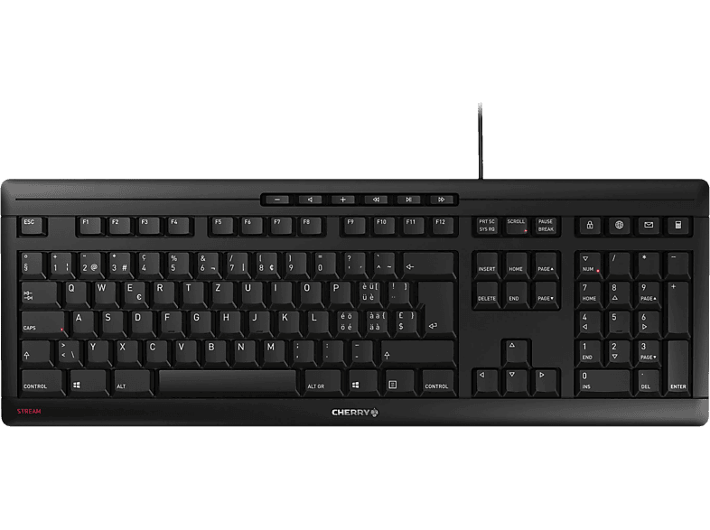 CHERRY Stream USB-Tastatur Schweiz, QWERTZ, Windows® Schwarz