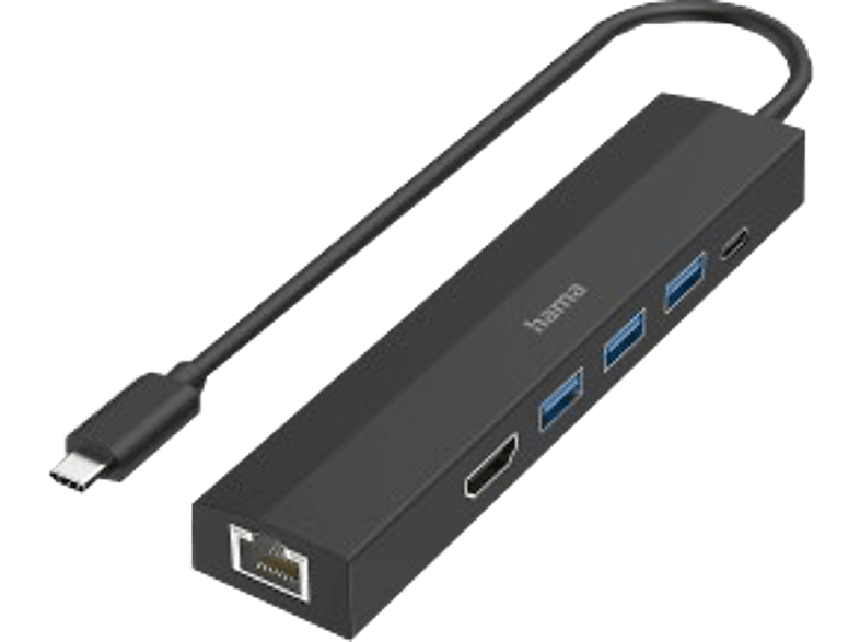 hama 00200144 USB-C-Hub, Multiport, 6 Ports, 3x USB-A, USB-C, HDMI?, LAN/Ethernet