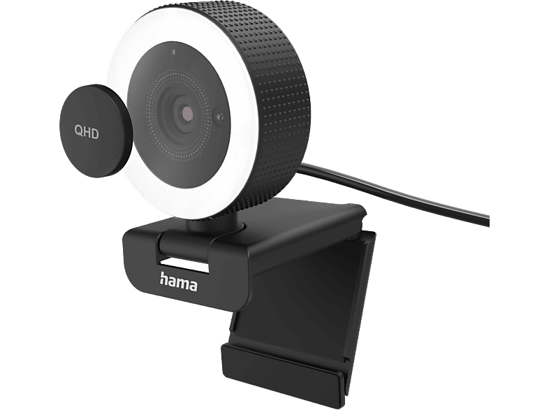 hama 00139989 Webcam mit Ringlicht C-850 Pro, QHD 2K, mit Mikrofon, Fernbedienung, LED
