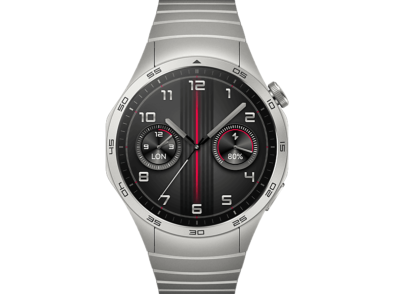HUAWEI Watch GT 4 (46 mm) - Smartwatch (140-210 mm, Edelstahl, Titangrau/Edelstahl)