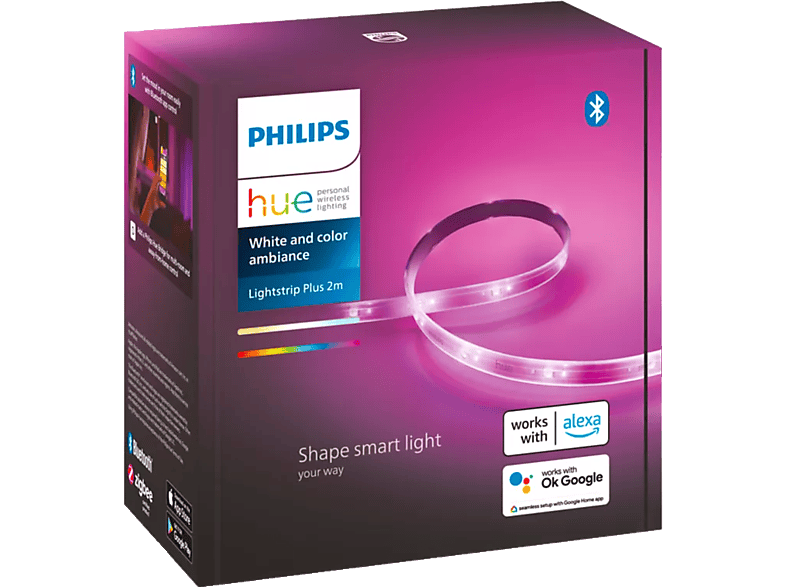 Philips Hue Lightstrip Plus Basis-Set (V4) - 2 Meter Lichtband – LED/Leuchtmittel/Glühbirne