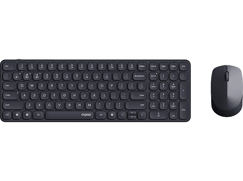 Rapoo - Kabellose Tastatur, 9310M Ultraslim Deskset, Black