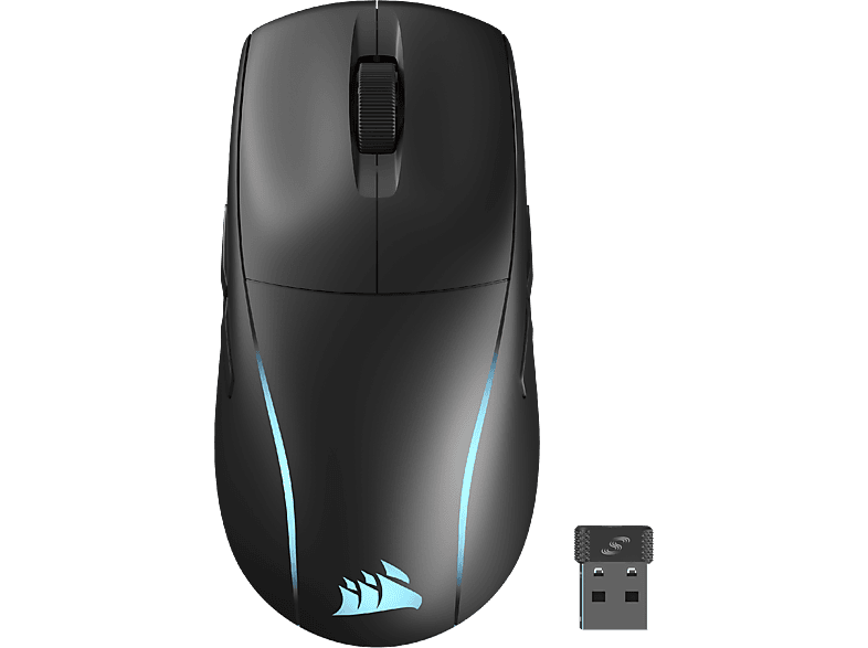 CORSAIR M75 WIRELESS - Gaming-Maus, Kabellos (2,4 GHz SLIPSTREAM oder Bluetooth) / Kabelgebunden, Optisch mit Leuchtdioden, 26000 dpi, Schwarz
