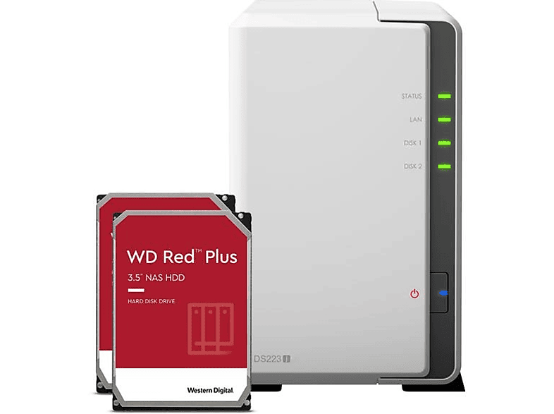 SYNOLOGY DS223j - Mit Festplatte (HDD, 4 TB, Weiss)