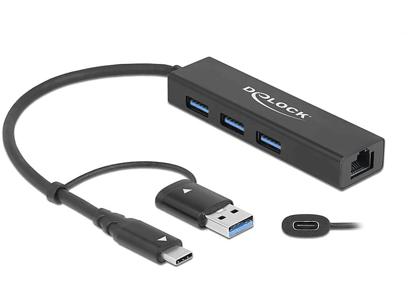 Delock USB-Hub 3.0 Typ-C + LAN