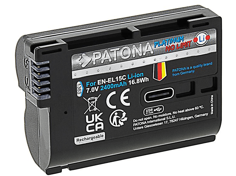 Patona, Akku Li-ION Foto, Patona Platinum Akku Nikon ENEL15C USB-C, Produkte & Wohnen
