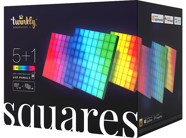 Twinkly Lightwall SQUARES Schwarz Kunststoff - LED - Lightwall- LED Leuchtmittel