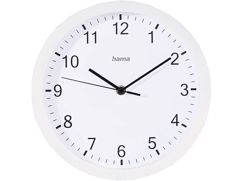 hama 00185864 Wanduhr Elba, Ø 25 cm, ohne Ticken, Weiß