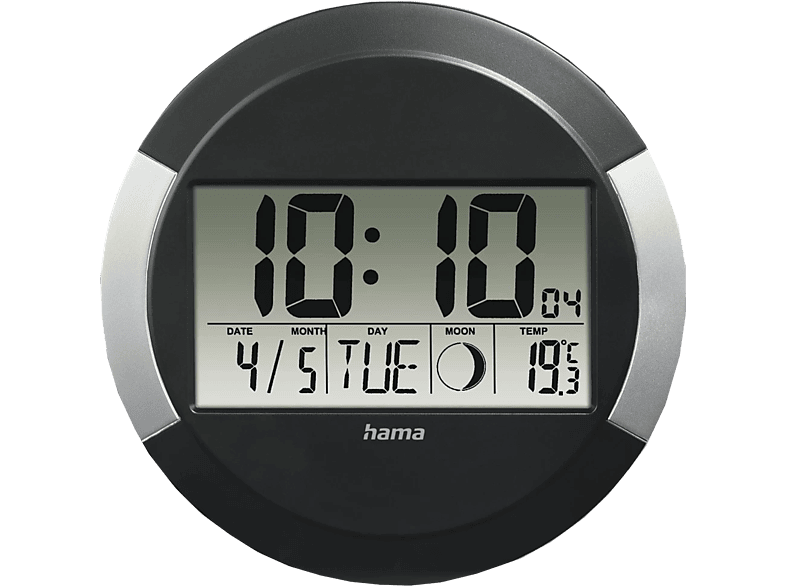HAMA 222214 Funkwanduhr Ischia, Schwarz / Silber