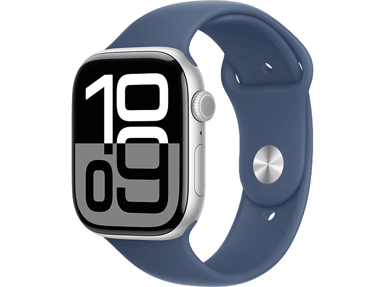 Apple Watch Series 10 GPS, 46mm, Silver Aluminium / Denim Sport Band M/L