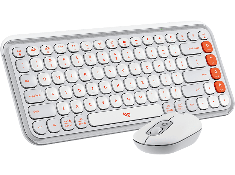 LOGITECH POP Icon Combo, Tastatur & Maus, Kabellos, Offwhite und Orange
