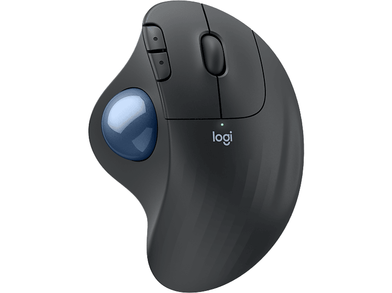 LOGITECH ERGO M575S Maus, Kabellos, 2000 dpi, Optisch mit Leuchtdioden, Grafit + Blaue Kugel