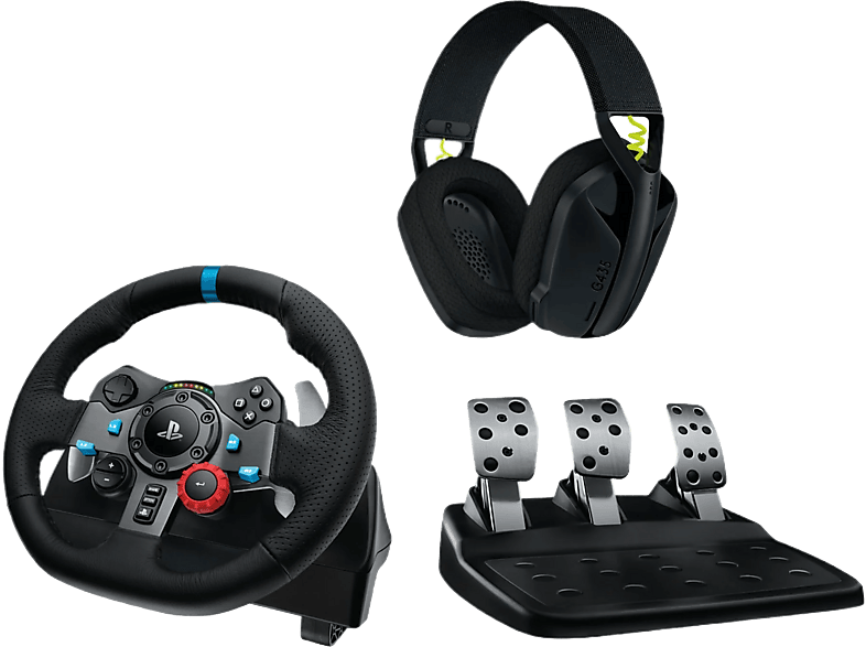Logitech G G29 EU + G435 - BLACK Gaming Headset + Gaming Lenkrad – PC Gaming Controller – schwarz