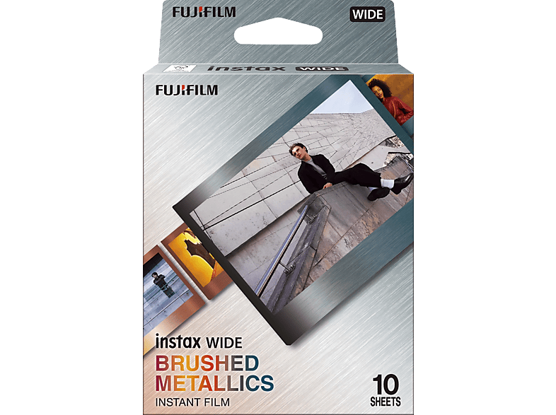 Fujifilm Instax Wide 10 Blatt Brushed Metallics Film Sofort-Bild – Sofortbildkamera/Polaroid Kamera – chrom