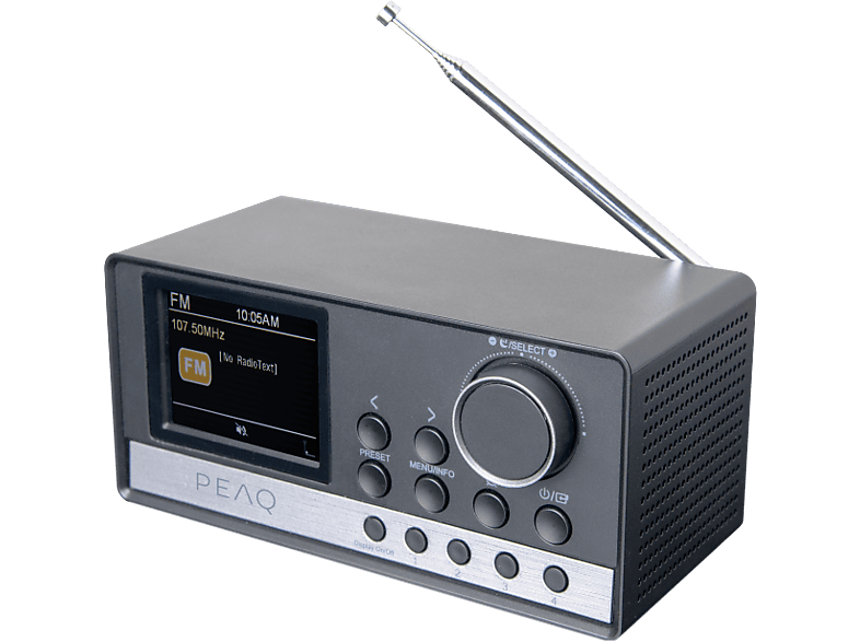 PEAQ PCR 440 DAB+ Radiowecker, DAB+/FM, DAB+, FM, Bluetooth, Schwarz/Grau