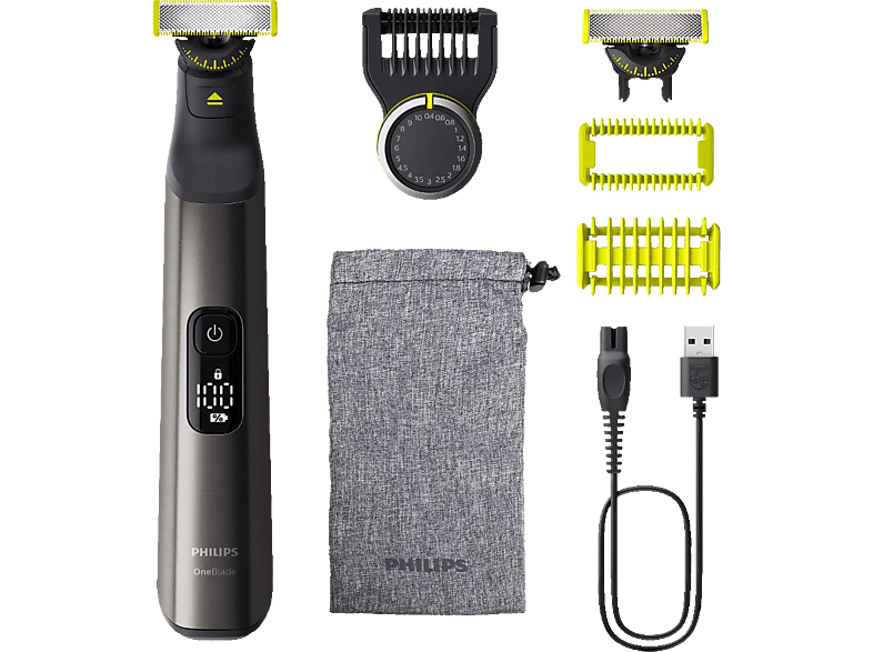 Philips OneBlade Pro 360 Körperhaartrimmer, Präzisions Trimmer, Rasierer Chrom